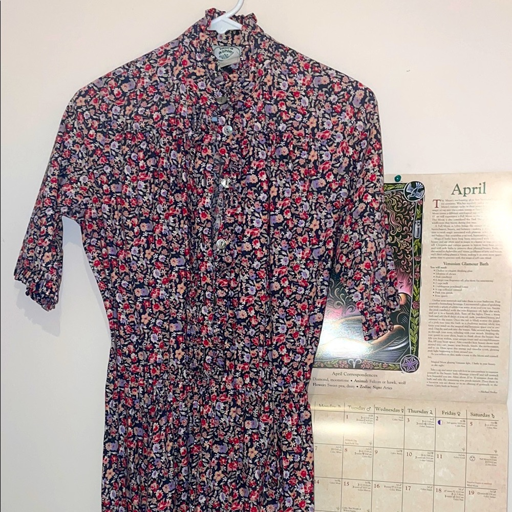 1980s Laura Ashley Floral Print Dress